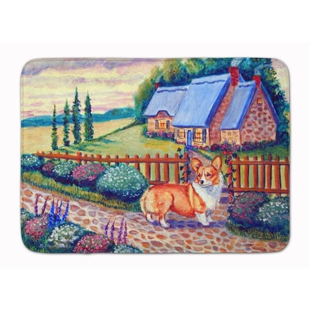 Carolines Treasures Pembroke Corgi at the Cottage Machine Washable Memory Foam Mat 7168RUG